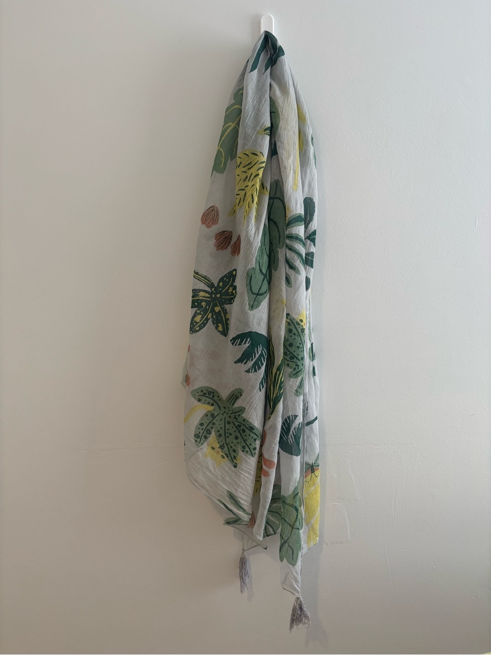3 for $15😍 Danica Studio Cotton Scarf with Green, Yellow & Peach Botanical Motif